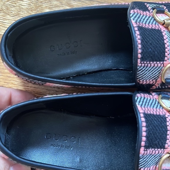Gucci Jordaan Horsebit Multi Color Plaid Check Tweed Loafers Flats 34 - Picture 10 of 16